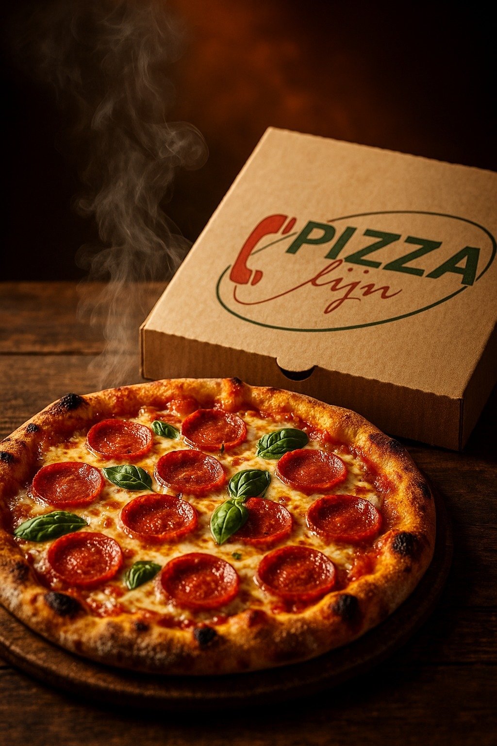 AI food visual – pizza in doos